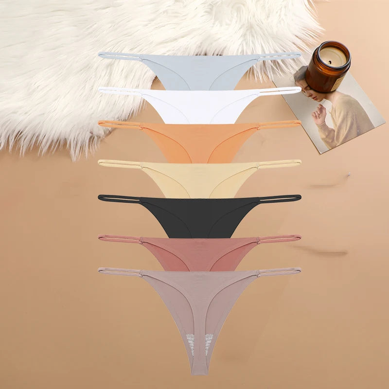 FINETOO 7Pcs 2024 Hot Sale Sexy Ladies T-back Skin-friendly Underpants Stretch Thongs Women Underwear G-string Seamless Panties