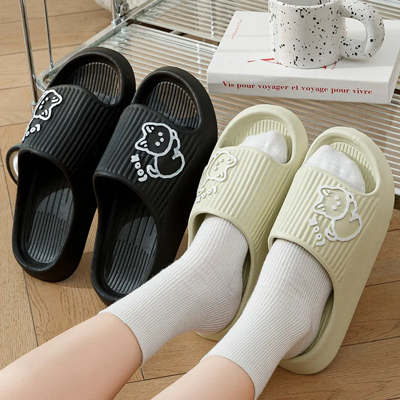Fashion Cat Women Men Slippers Indoor Cute Cartoon Unisex Slides Bathroom No-Slip Light Sandals Family Soft Lovely Home Shoes