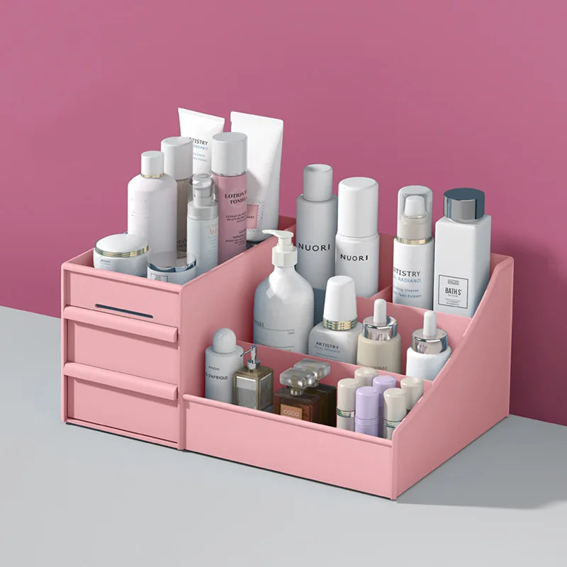 1pc White New Drawer Makeup Storage Box Dormitory Finishing Plastic Shelf Cosmetics Skin Care Dressing Table Make Up Organizer