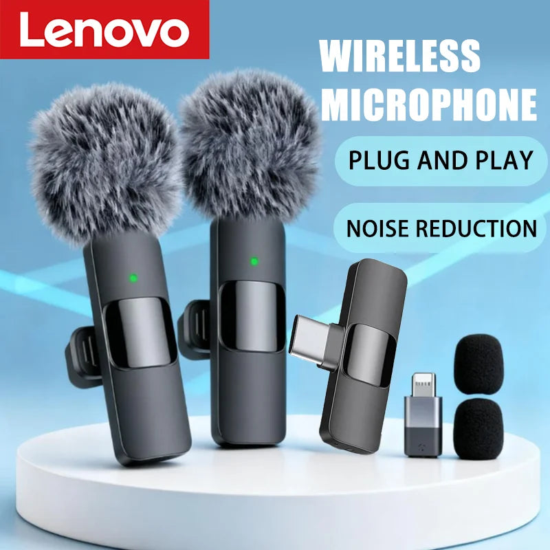 Lenovo Mini Portable Wireless Lavalier Microphone for Live Broadcast Gaming Audio Video Recording iPhone Android