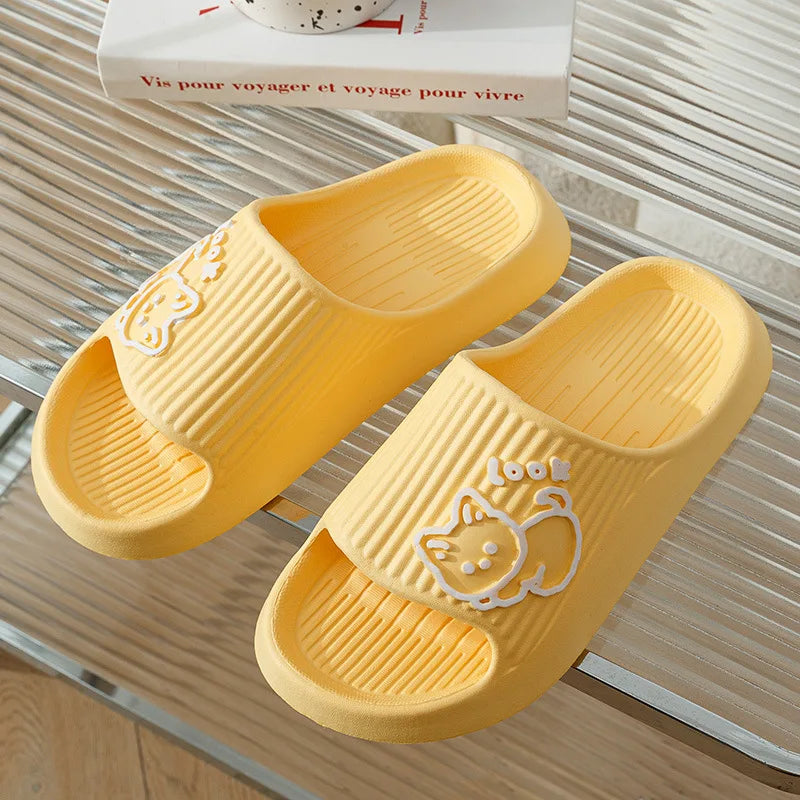 Fashion Cat Women Men Slippers Indoor Cute Cartoon Unisex Slides Bathroom No-Slip Light Sandals Family Soft Lovely Home Shoes