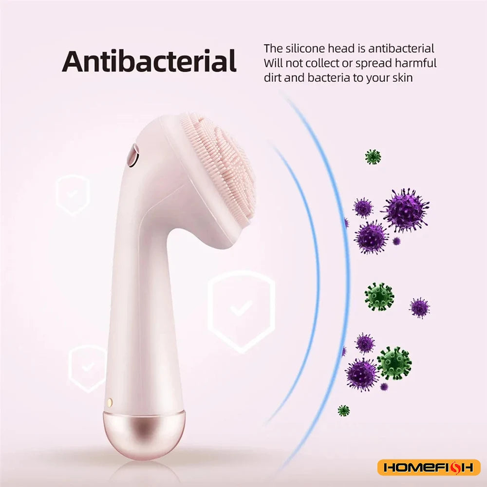 Rechargeable Electric Silicone Facial Cleansing Brush – Waterproof Vibration Massage Tool for Deep Pore Cleansing