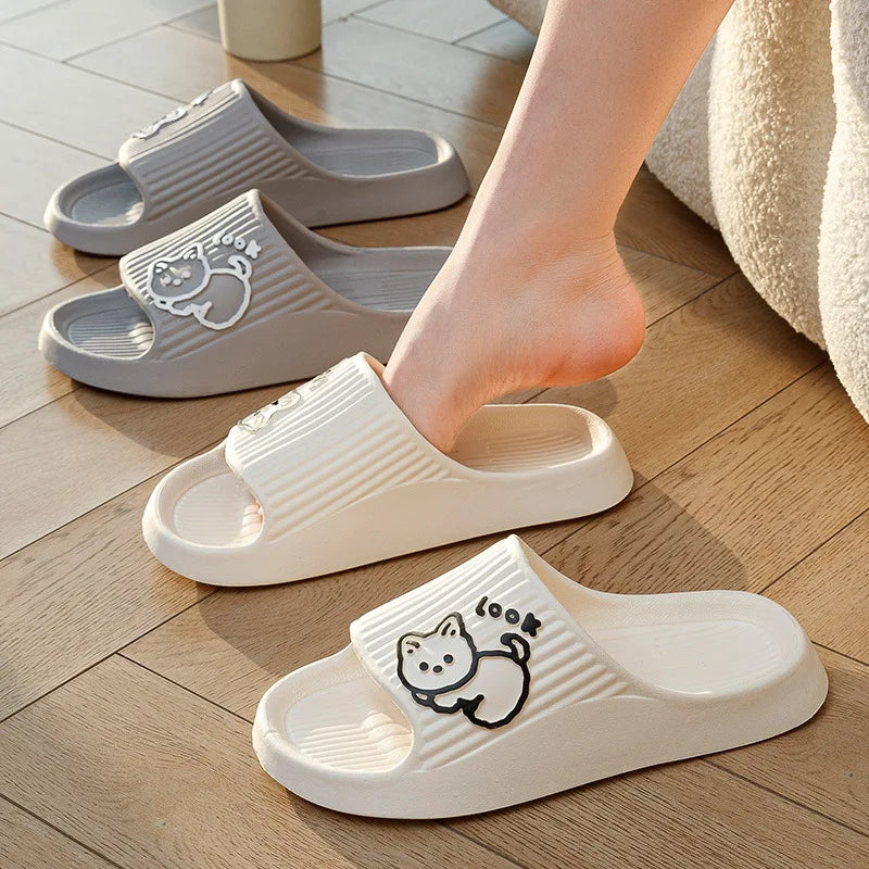 Fashion Cat Women Men Slippers Indoor Cute Cartoon Unisex Slides Bathroom No-Slip Light Sandals Family Soft Lovely Home Shoes