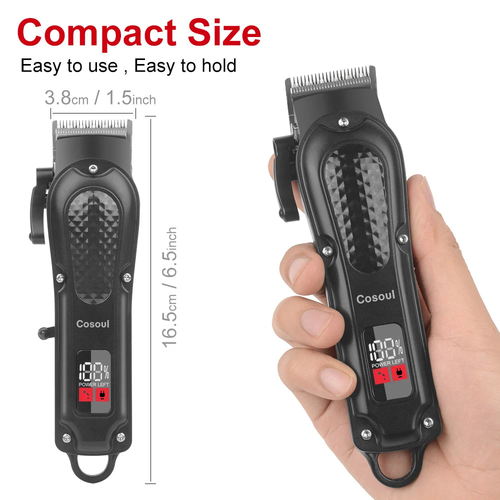 Cosoul Hair Clipper Compact Size Hair Trimmer Electric Beard Trimmer LED Display Hair Length Adjustable Big Capacity Battery