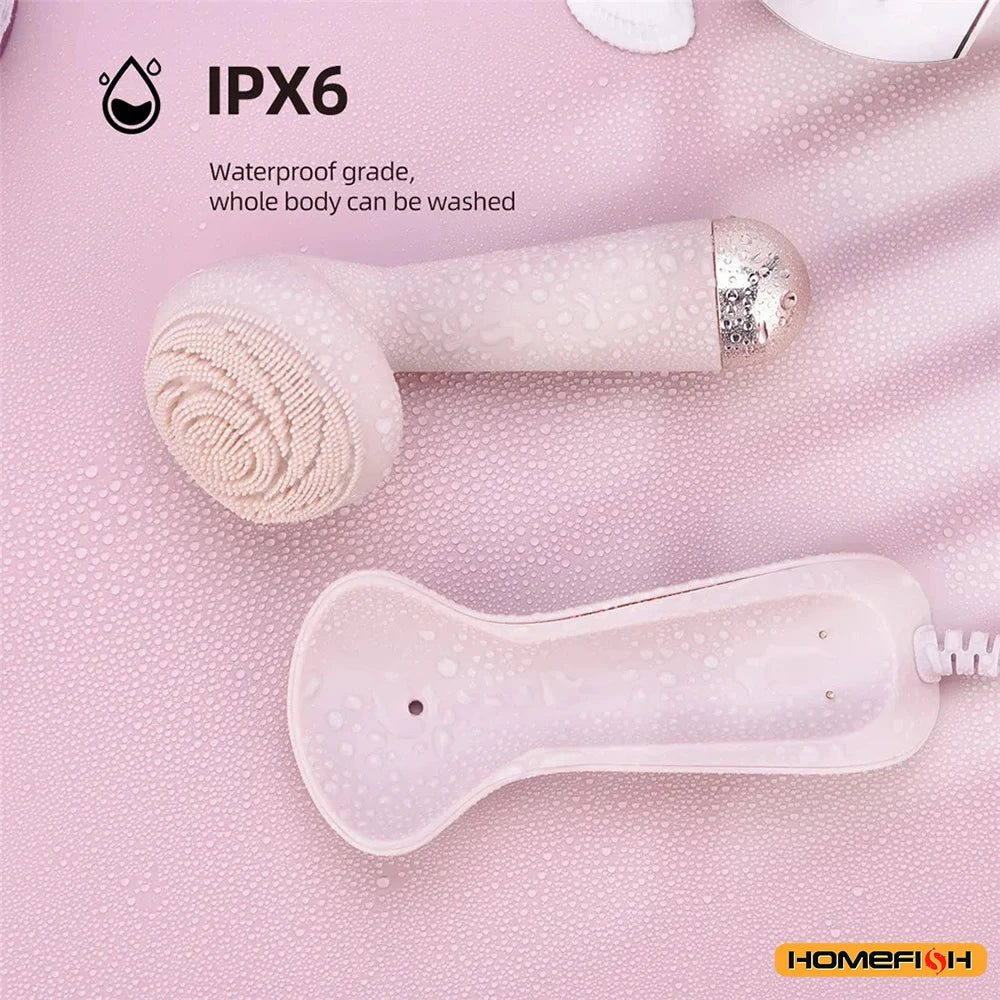 Rechargeable Electric Silicone Facial Cleansing Brush – Waterproof Vibration Massage Tool for Deep Pore Cleansing