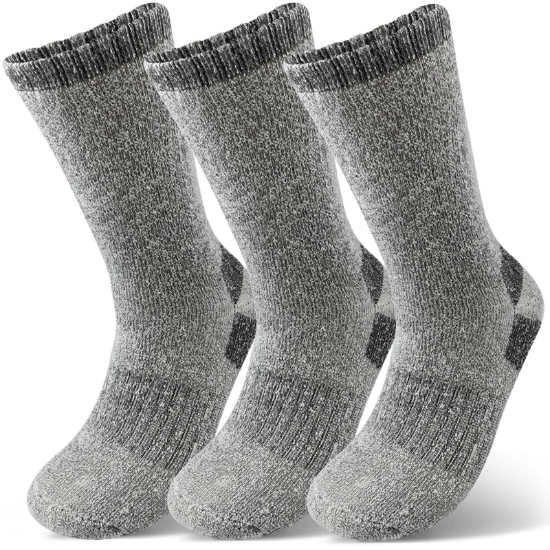3Pairs Winter Men Socks Super Thick Thermal Mid Calf Socks Warm Wool Skiing Sports Socks